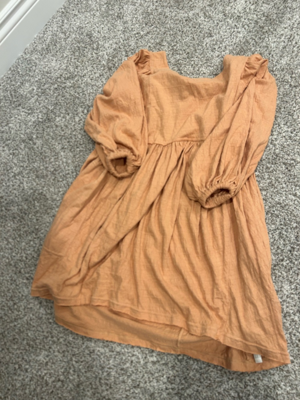 Free People Rust Orange Puff Sleeve Babydoll Dress